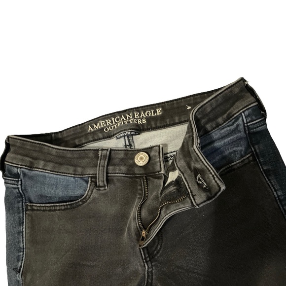 American Eagle two tone black and blue jeggings - Picture 3 of 12